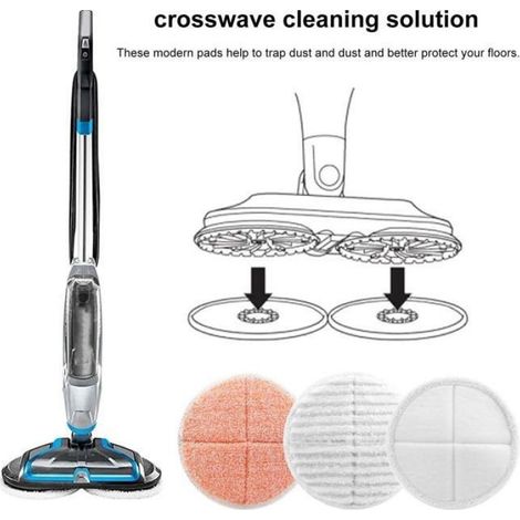 Rechange pour Vadrouille à Vapeur Bissell Spinwave 2039A 2124: 4Tampons de RéCurage Lourds, 2Tampons Souples, 2Tampons de RéCurage (1/4)