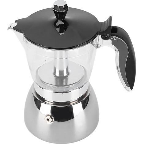 Cafetière italienne octogonale 6 tasses en acier inoxydable, style moka. (1/5)