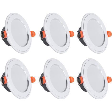 Set of 6 7W recessed LED spotlights – 630 lumens cold white 6000K – IP40 for simple installation – 160° beam angle – AC185-265V (1/4)