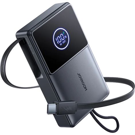 Powerbank 10000mAh 22,5W mit einziehbarem USB-C-Kabel – schwarz (1/5)