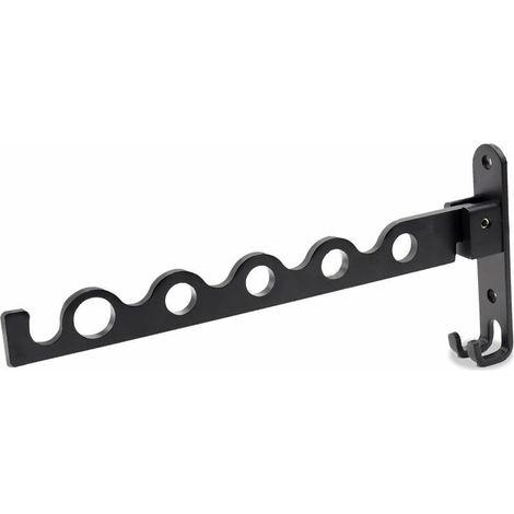Stendibiancheria pieghevole da parete in alluminio nero, stendibiancheria da bagno - 31,2 x 14,3 x 3,1 cm (1/4)