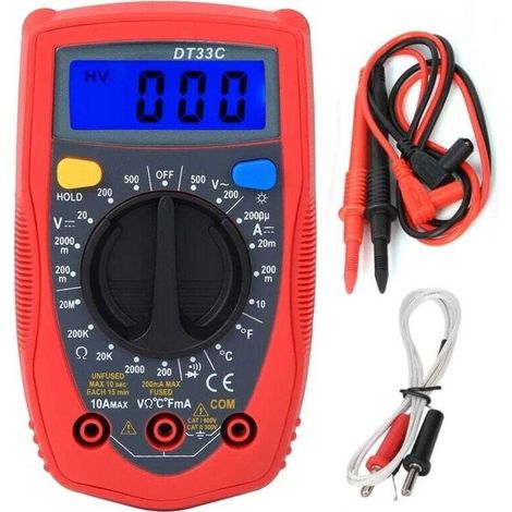 Multimètre Numérique Portable Voltmètre Grand Écran Outils Électricien Poche (1/4)