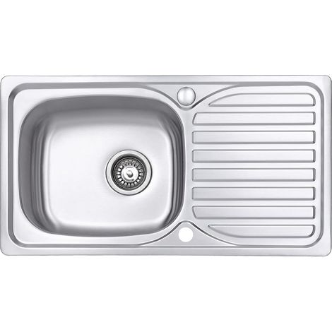 JASSFERRY Küchenspüle 1 Becken Einsatz, 800 x 440 mm Umkehrbarem Abtropffläche Waschbecken aus Edelstahl Einbau mit Abfallsieb (1/5)