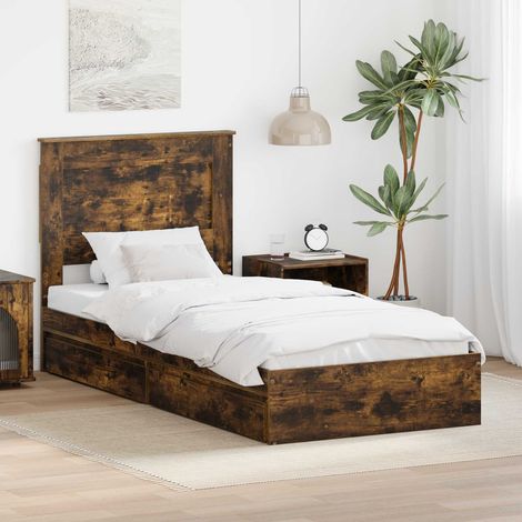 Aufbewahrungsbett Geräucherte Eiche 75 x 190 cm Holzwerkstoff