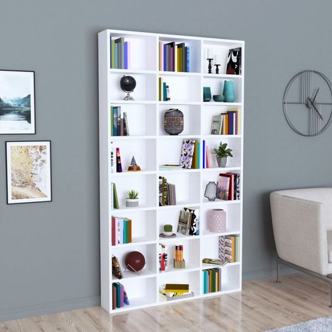 Librería Askvoll de 24 compartimentos abiertos aglomerado 178x102x16cm - Blanco [en.casa] (1/4)