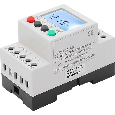 Relais de surveillance de tension triphasé à 4 fils avec écran LCD et protection contre les sous-tensions et les surtensions (115–277 V CA)