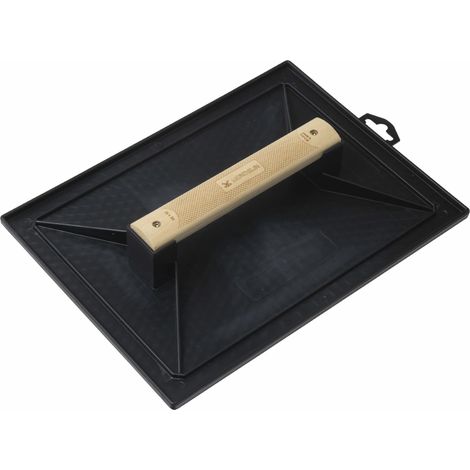 Mondelin – Taloche noire en plastique recyclé 26x35 cm – Poignée en bois ergonomique – Pour travaux de maçonnerie et construction