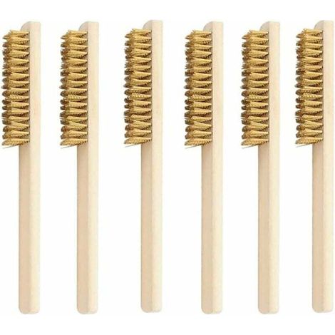 6 Pcs Brosse Laiton, Jeu de Brosses Métalliques, Brosse Métallique avec Poils en laiton, Brosses Métalliques Laiton, pour nettoyer les taches de sueur, la rouille et le nettoyage en profondeur (1/4)
