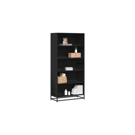Bibliothèque noir 80,5x35x170,5 bois d'ingénierie (1/5)