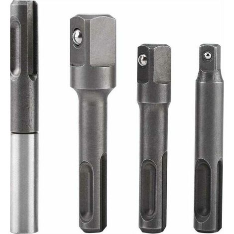 Adaptateur d'extension de douille hexagonale, embout de douille SDS Plus à 1/4"et embout de foret carré 1/4" 3/8"1/2" en acier inoxydable et en acier au chrome-vanadium (1/5)