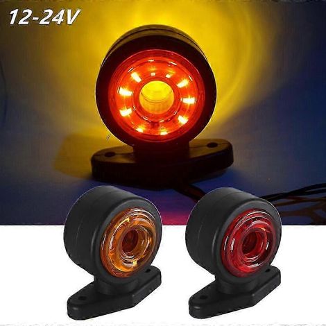 Lot de 2 feux de position LED ronds à double face pour camions, remorques, camping-cars et fourgonnettes, clignotants 12-24 V. (1/5)