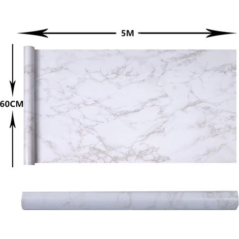 Aougo – Carta adesiva effetto marmo 60 cm x 500 cm – Adesivo impermeabile per mobili – Decorazione per cucina e bagno – Texture realistica (1/4)