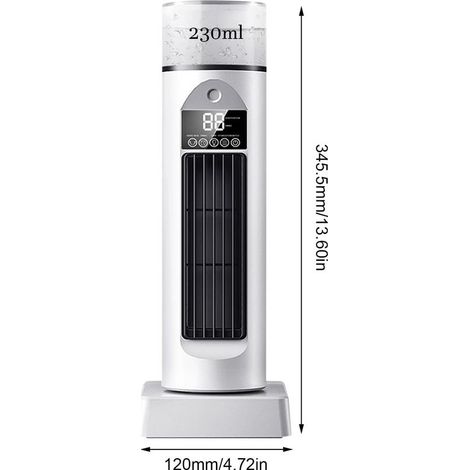 Praktische Mini-Klimaanlage mit Nebelfunktion, 6 Geschwindigkeitsstufen, 120°-Weitwinkel-Luftstrom, USB-aufladbar, LED-Anzeige, für Zuhause und Büro, weiß (1/5)