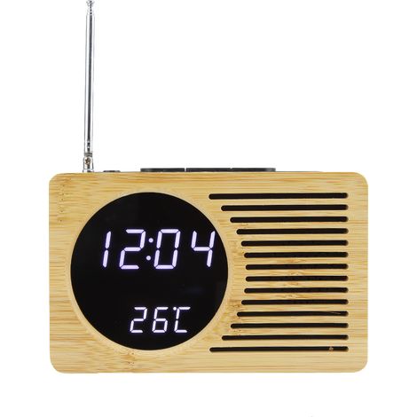 Réveil numérique LED USB multifonction avec thermomètre, affichage heure/température, radio FM (1/5)