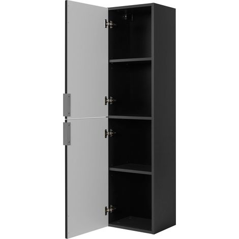 Mobiletto da bagno, grigio scuro, maniglia argento, 35 x 136 x 27 cm (1/5)