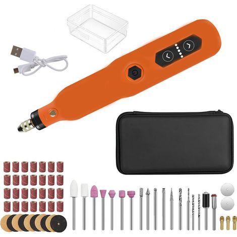 65 Pièces Accessoires ,3.7 V Outil Rotatif Multifonction Sans Fil, 16000tr/min Max, Mini Perceuse Sans Fil Avec Lumière LED,, Polissage, Ponçage, Perçage et Bricolage (1/5)