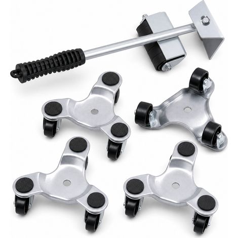 Kit di sollevamento e spostamento mobili 5 pezzi con rotelle