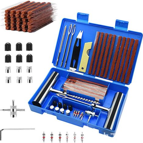 Kit de reparación de neumáticos de 58 piezas – Herramientas de acero cromado – Antioxidante – Compatible con coches, motos, SUV y camiones (1/5)