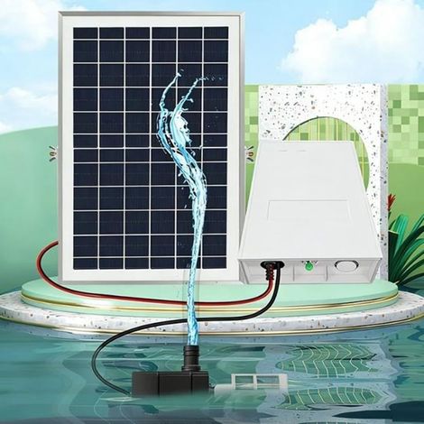 Pompe solaire pour fontaine 240L H avec hauteur de tête de 2,5 m, pour rocailles et petits bassins, fonctionnement silencieux (9 V 6 W) (1/5)