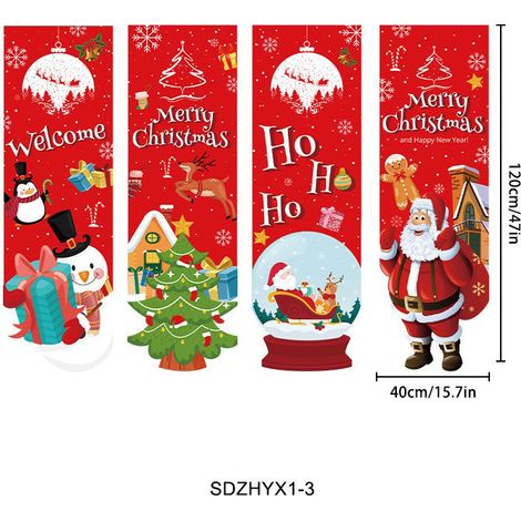 Nouvelle décoration de Noël en forme de drapeau, idéale pour les fêtes, la décoration de cour, les photos, ou à suspendre à une porte - Dimensions : 40 x 120 cm - SDZHYX1-3
