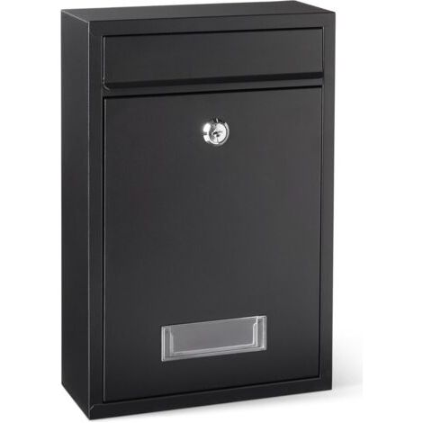 BUNTHAUS 32 5cm H x 21 5cm W x 8 5cm D, Noir Basics Boîte aux Lettres Murale verrouillable, en Fer Durable (1/5)