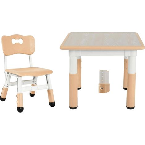 Table et chaises pour enfants, hauteur réglable, design ergonomique, Jaune (1/2)