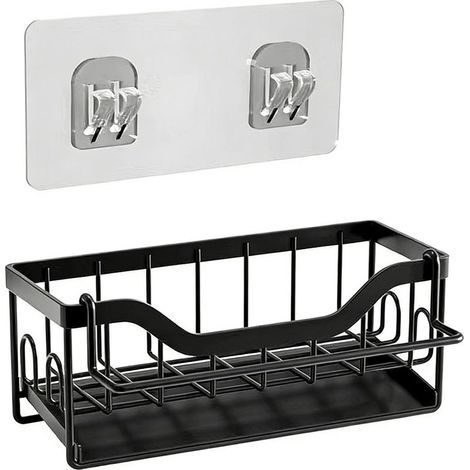 Organisateur d'évier de cuisine - Set de support à essuie-tout avec barre de suspension sans perçage & autocollants (1/5)