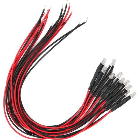 Diodes électroluminescentes LED, 50 pièces, pré-câblées, tête ronde, modèle clignotant unique, lumière rouge 12VR