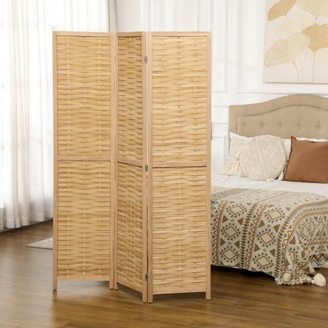 Paravent pliable en bambou naturel, 3 pièces, 120 cm x 170 cm x 1,8 cm