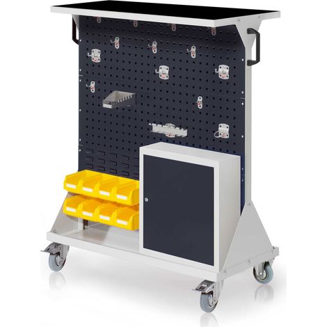Kappes RasterMobil® mobiler Arbeitsplatzschrank Größe 3 1270x1000x500mm 31-teilig mit Auflageboden inkl. Riffelgummimatte und Einhängeschrank anthrazitgrau