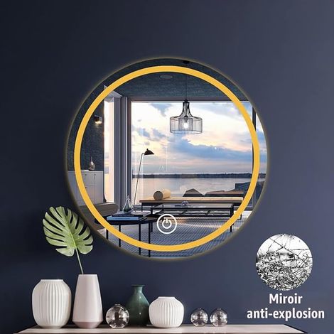 Round Wall Mirrors, Bathroom, Make-up Mirror, LED Daylight (Size: 40 cm, 15.7 inches) (1/2)