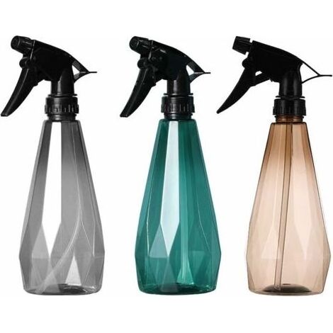 Juego de 3 botellas pulverizadoras vacías de 500 ml con bomba de gatillo, botella de plástico recargable con boquilla ajustable, botella transparente para viajes, belleza y jardinería. (1/5)