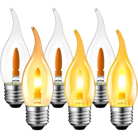 Ampoule E27 LED, 1W Ampoule Led E27 Blanc Chaud, Ampoules Dambiance, Ampoules Simulant des Flamme Ondulantes, Modélisation de la Flamme, 1800K Crépuscule, Non-dimmable (1/4)