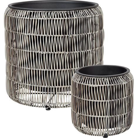Set mit 2 Blumentöpfen BRODIEA 26/45 cm Hellbraun Polyrattan (1/5)