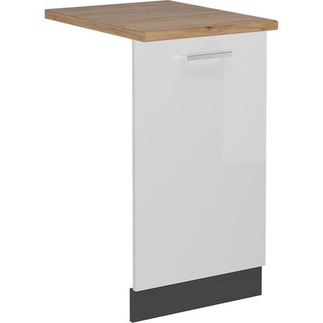 Panneau de lave-vaisselle R-Line, Blanc Haute brillance, 45cm , PT Chêne, Vicco