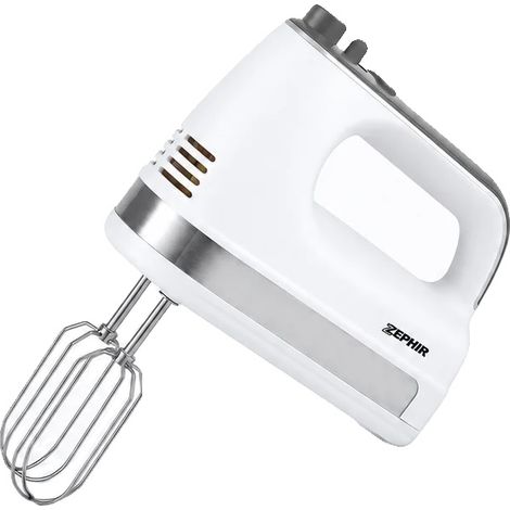 Batidora eléctrica de mano, Turbo 5 velocidades, varillas de acero inoxidable, color blanco. (1/2)