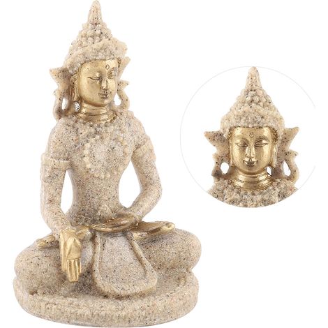 Statue de Bouddha Assis en Méditation, Sculpture Décorative Dorée pour la Maison (1/5)