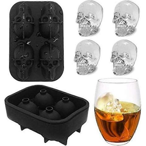 Moule à glaçons en forme de crâne, moule à glaçons 3D en silicone avec couvercles amovibles amusants (1/5)