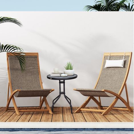 Tavolo da giardino rotondo Ø60 x H70 cm in metallo con piano in vetro di sicurezza, nero DESVIAE (1/5)