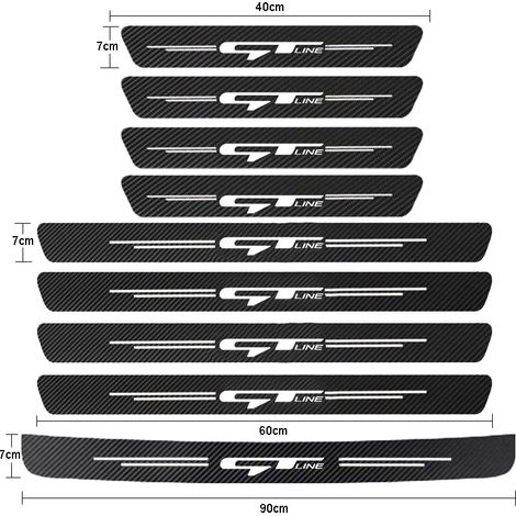 (9 pièces pour GT LINE 1) Seuil de porte de voiture en fibre de carbone,autocollants de protection anti-rayures pour Kia GT Line,Sportage,Ceed,Picanto,K5,K3 et Stonic (1/3)
