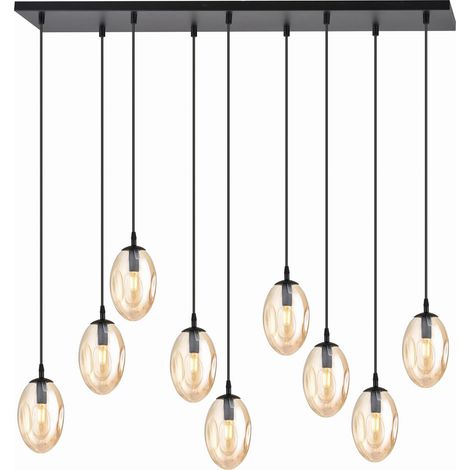 Lustre Emibig Astral 9xE14 noir, globes miel verre (1/5)