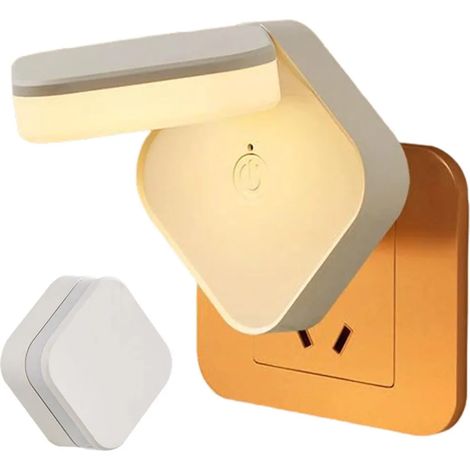 Lámpara de noche LED para bebés, regulable, con temporizador y control remoto, luz tricolor, luz para lactancia/sueño, modelo giratorio con enchufe. (1/4)