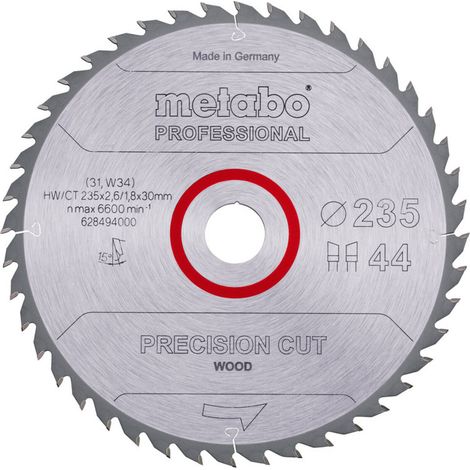 Metabo Sägeblatt "precision cut wood - professional", 235x2,6/1,8x30, Z44 WZ 15° (1/3)