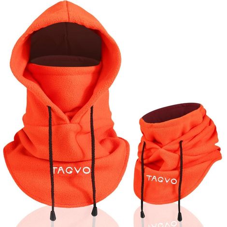 Warme Sturmhaube mit Kapuze aus Fleece für Damen und Herren, orange (1/5)