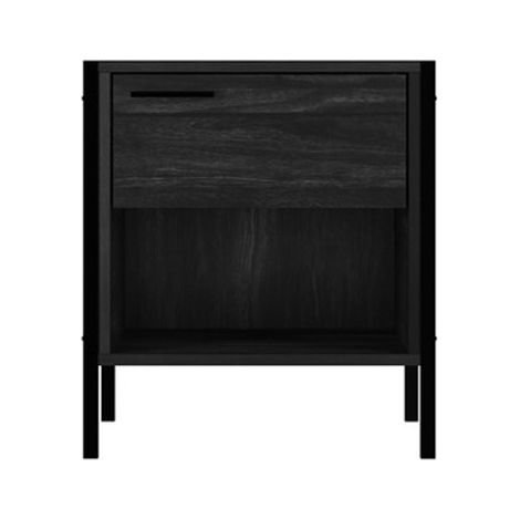 Hoxton Bedside Cabinet - Particleboard/Metal - L39.8 x W50 x H57 cm - Black Matte