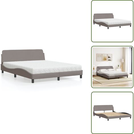 Schaumstoffmatratze - vidaXL Bett mit Matratze "Dover" Taupe 160x200 cm Stoff - Stoffbett (1/5)