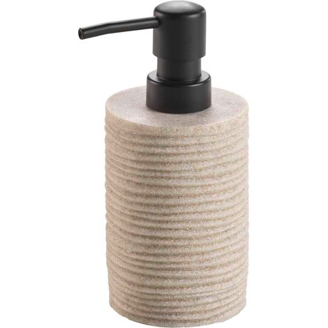 Distributeur de savon  - Effet strié pour salle de bain Sable 7x16 cm