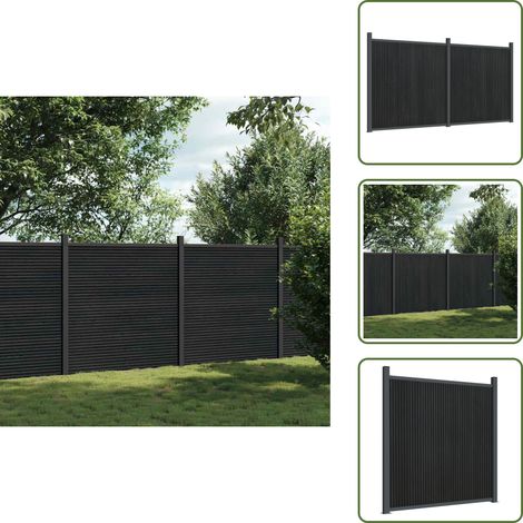 Zaunelement Grau 353x186 cm WPC - Zaun - Gartenzaun - Sichtschutzzaun - Holz-Kunststoff-Verbundwerkstoff - WPC