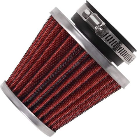 Filtro de aire universal rojo de doble capa de acero para motocicleta, scooter, ATV, ciclomotor, quad, 34 mm, 35 mm, 36 mm (1/5)