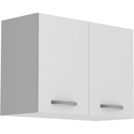 OSLO Meuble haut 2 portes - Blanc - L 80 x P 36 x H 58 cm (1/4)